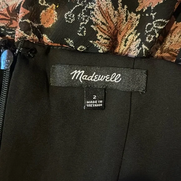 Madewell Amalia tiered chiffon mini dress in pampas blooms floral metallic print - Picture 6 of 9